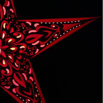Phönix Rot / Samtdruck  - Faltbarer Leuchtstern, Weihnachtsstern aus Papier mit Samtdruck-5 Zacken, 60 cm